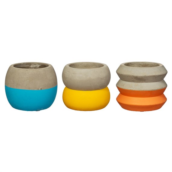 Colour Block Cement Planters Assorted